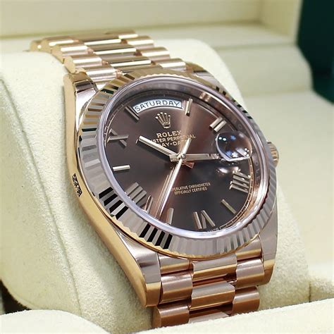 rolex day date rose gold chocolate dial diamond|rolex rose gold presidential 41mm.